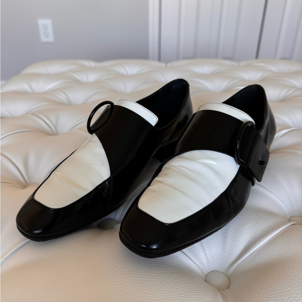 Edun spazzolato monk strap black and white size IT 38